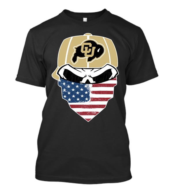 COLORADO BUFFALOES Skuls American Flag Face Buffalo T-Shirt