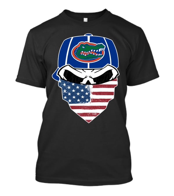 Gators Skuls American Flag Bandana Football Helmet T-Shirt