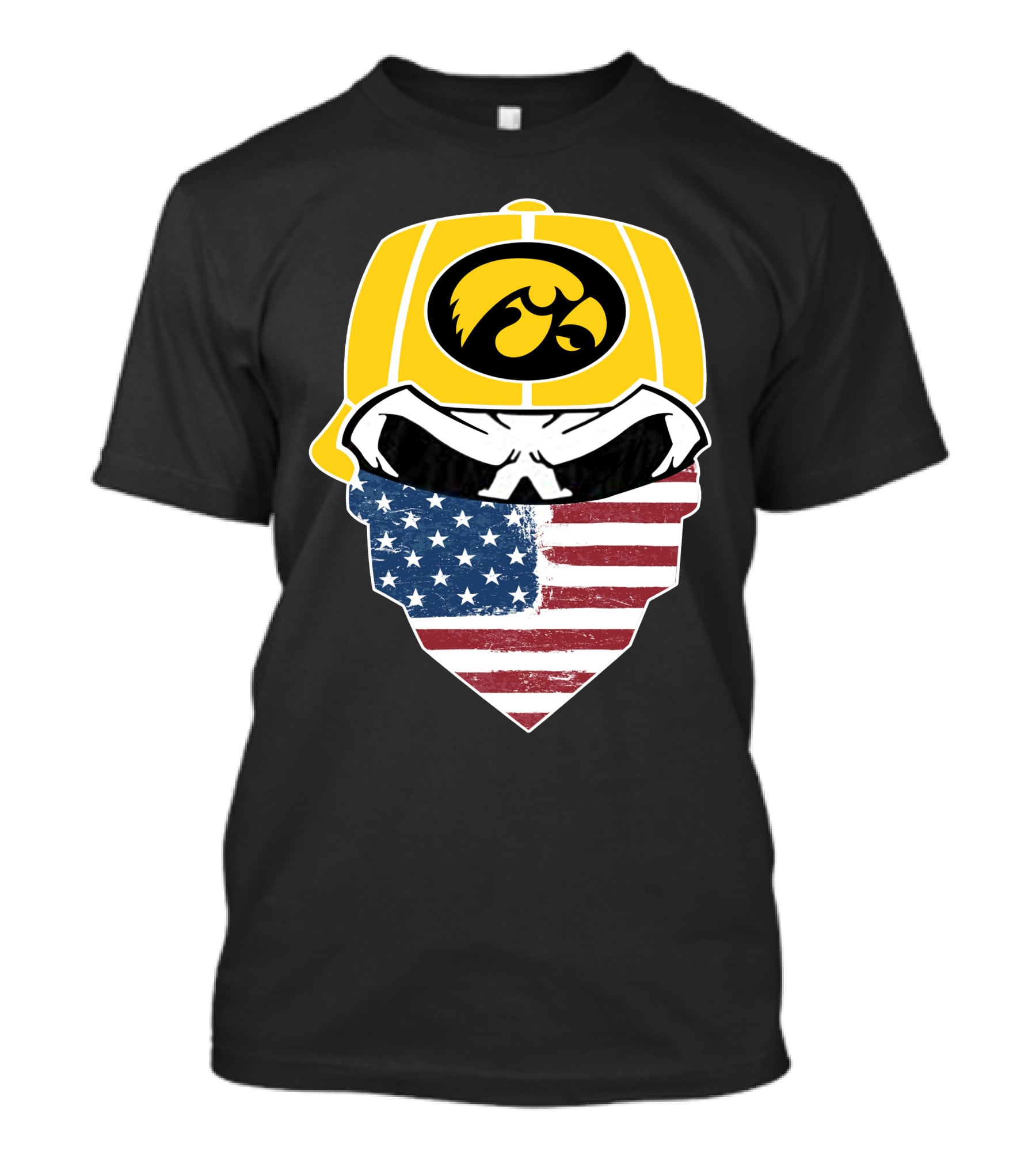 Hawkeyes Skull American Flag Bandana T-Shirt