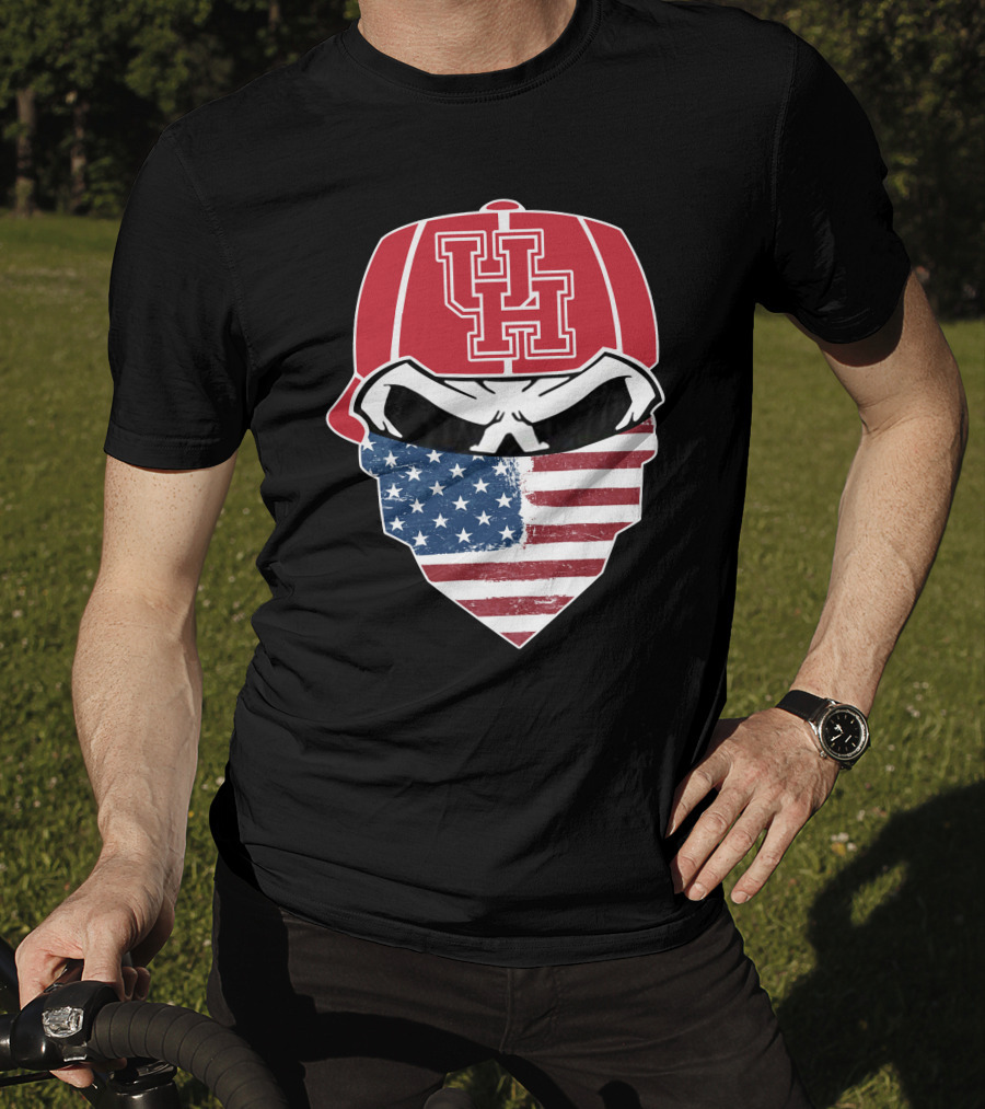 UH Houston Cougars Skull Bandana American Flag T-Shirt