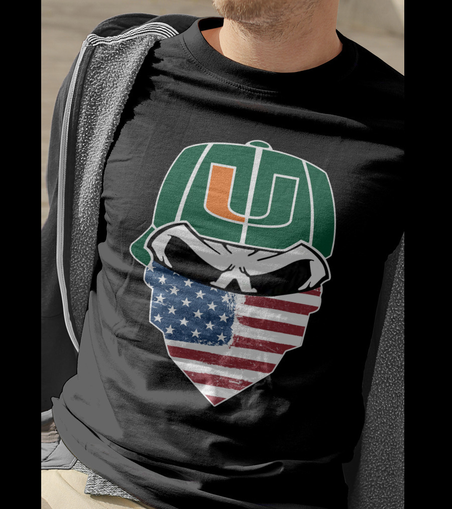Hurricanes Skulls U American Flag Bandana T-Shirt