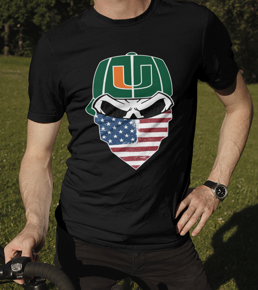 Hurricanes Skulls U American Flag Bandana T-Shirt