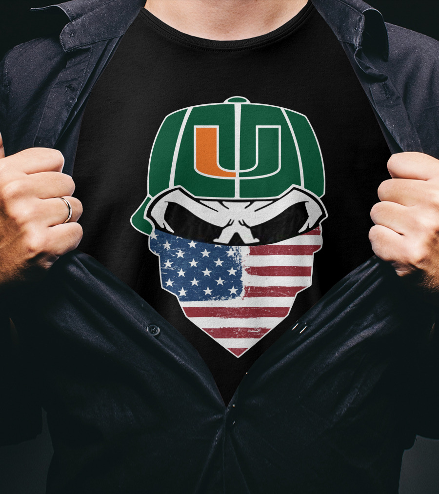 Hurricanes Skulls U American Flag Bandana T-Shirt