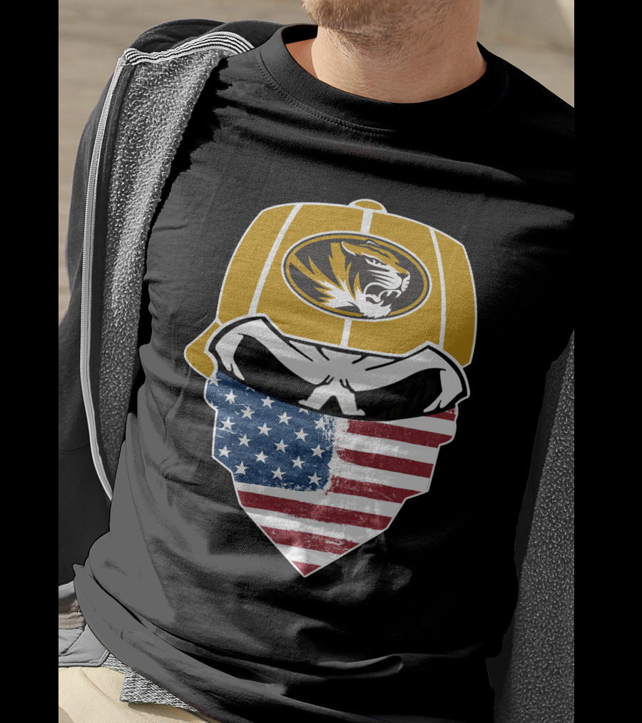 Missouri Tigers Skull American Flag Bandana T-Shirt