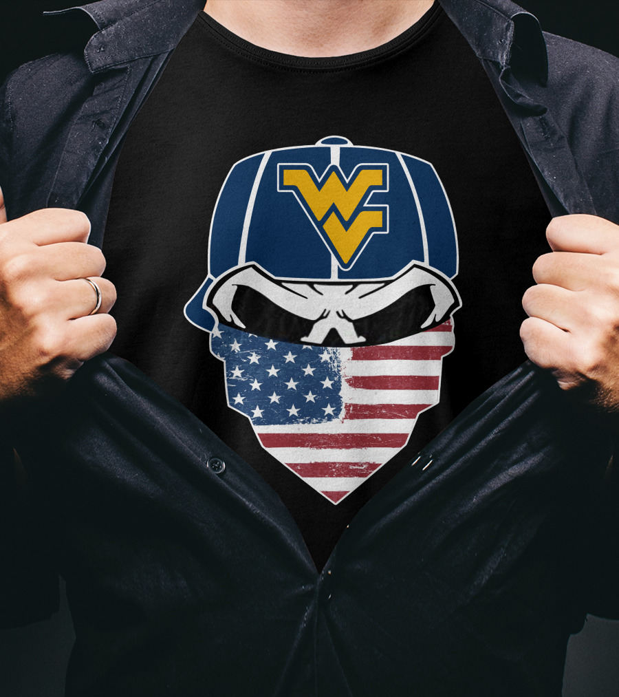 Mountaineers Skuls American Flag Bandana WV T-Shirt
