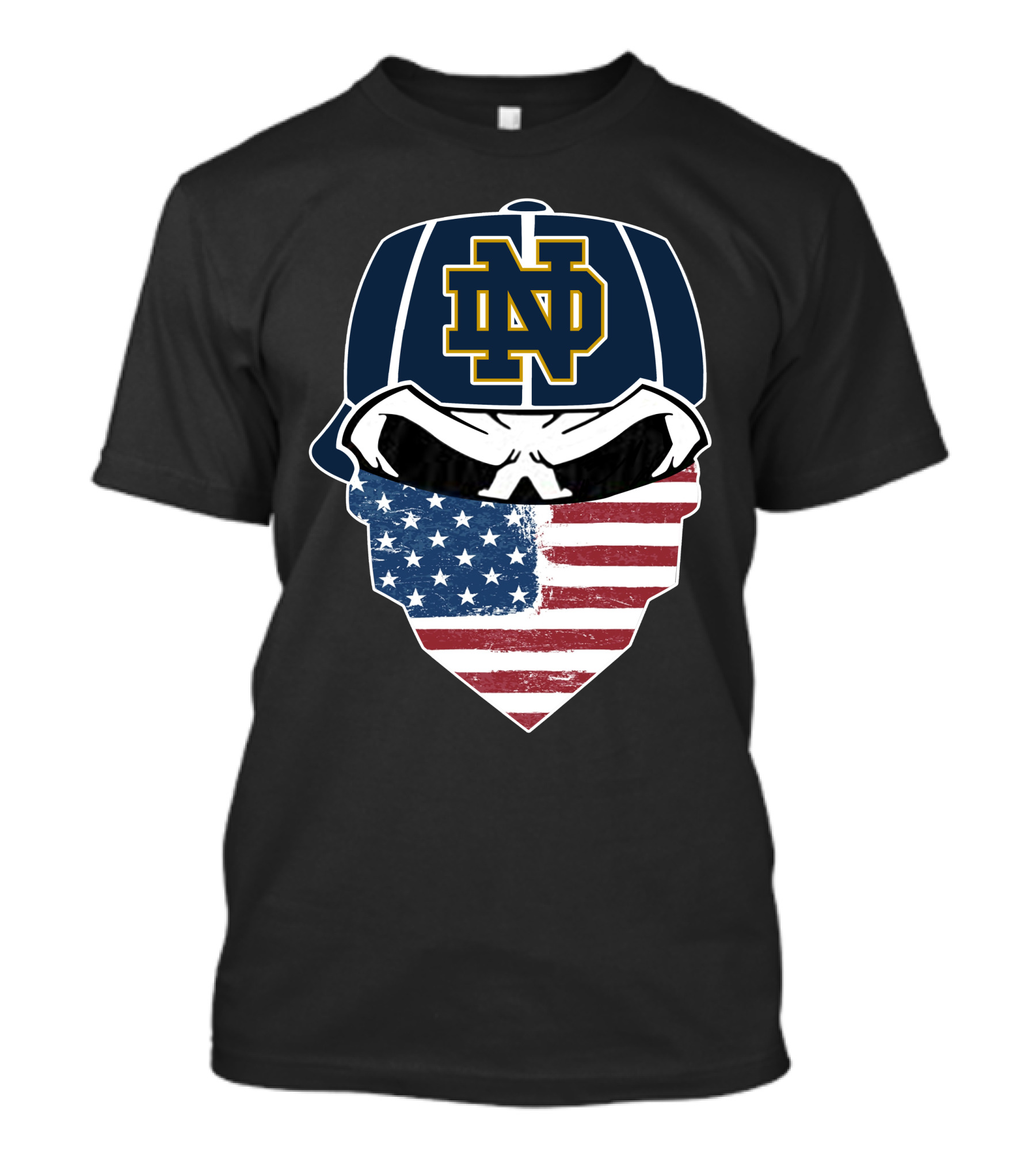 Notre Dame Skulls USA Flag Bandana ND Cap T-Shirt
