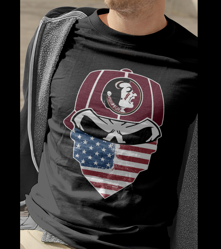 Seminoles Skulls Mask With American Flag And Tribal T-Shirt