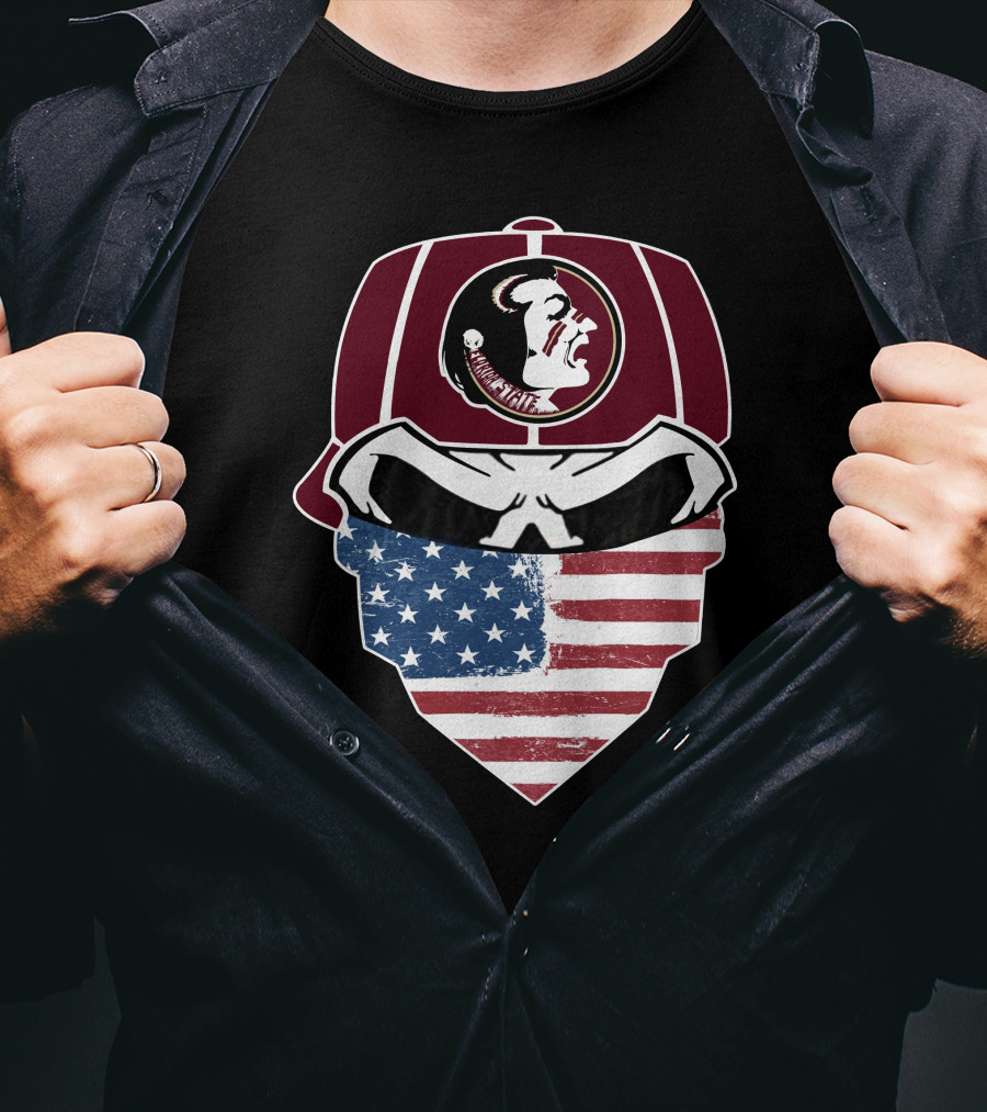 Seminoles Skulls Mask With American Flag And Tribal T-Shirt
