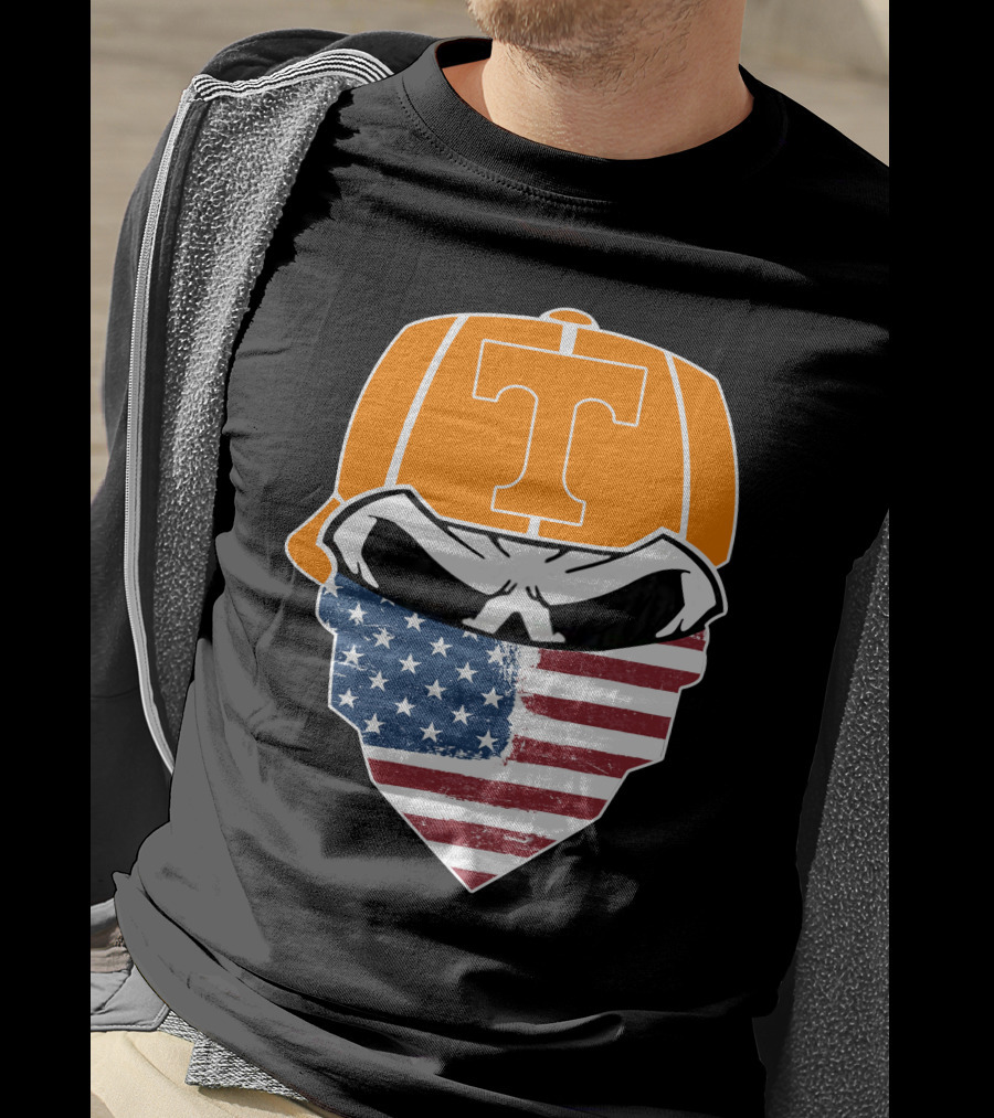 Tennessee Volunteer Skuls American Flag Bandana T-Shirt