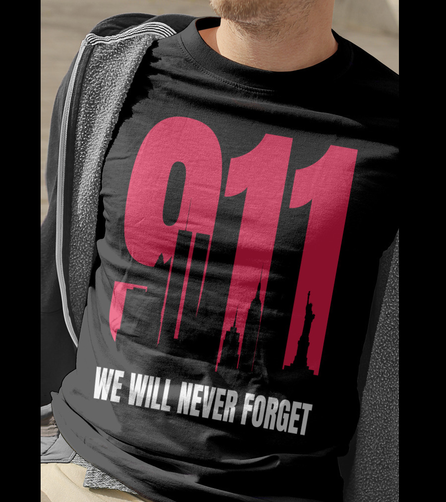 9.11 We Will Never Forget Patriot Day Skyline T-Shirt