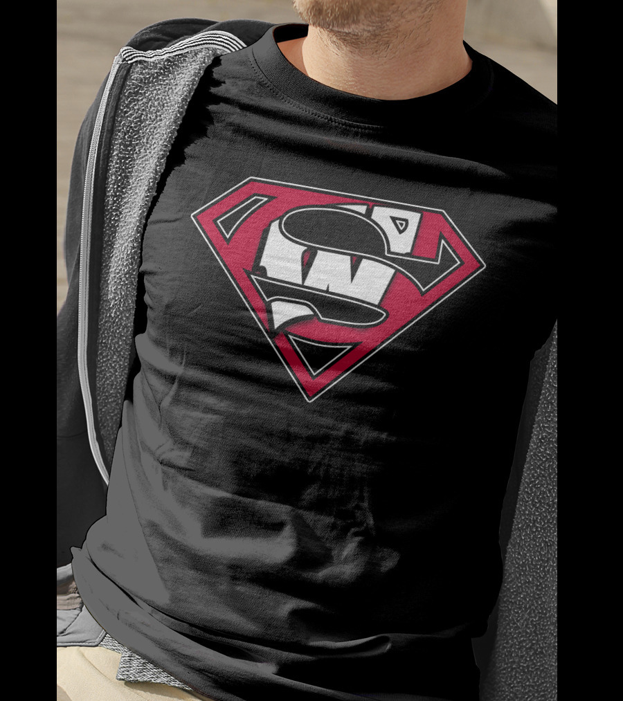 Superman Wisconsin Badgers Logo Combination T-Shirt