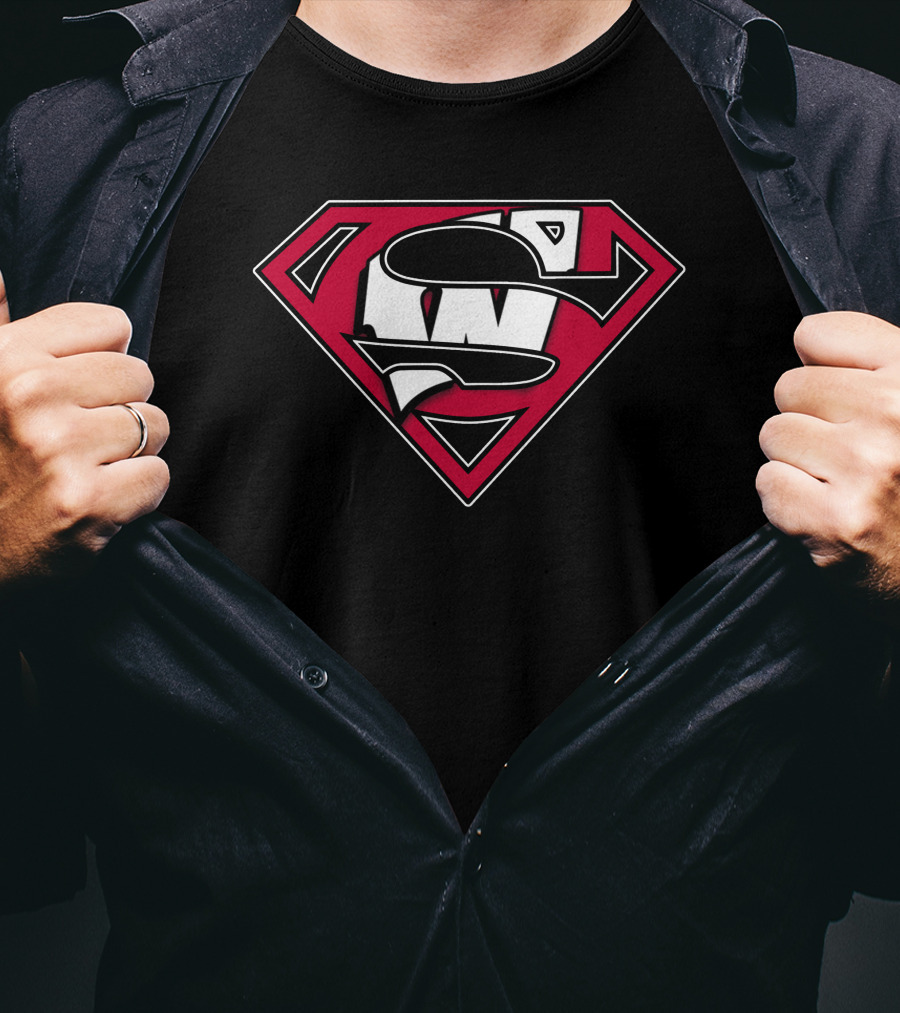 Superman Wisconsin Badgers Logo Combination T-Shirt
