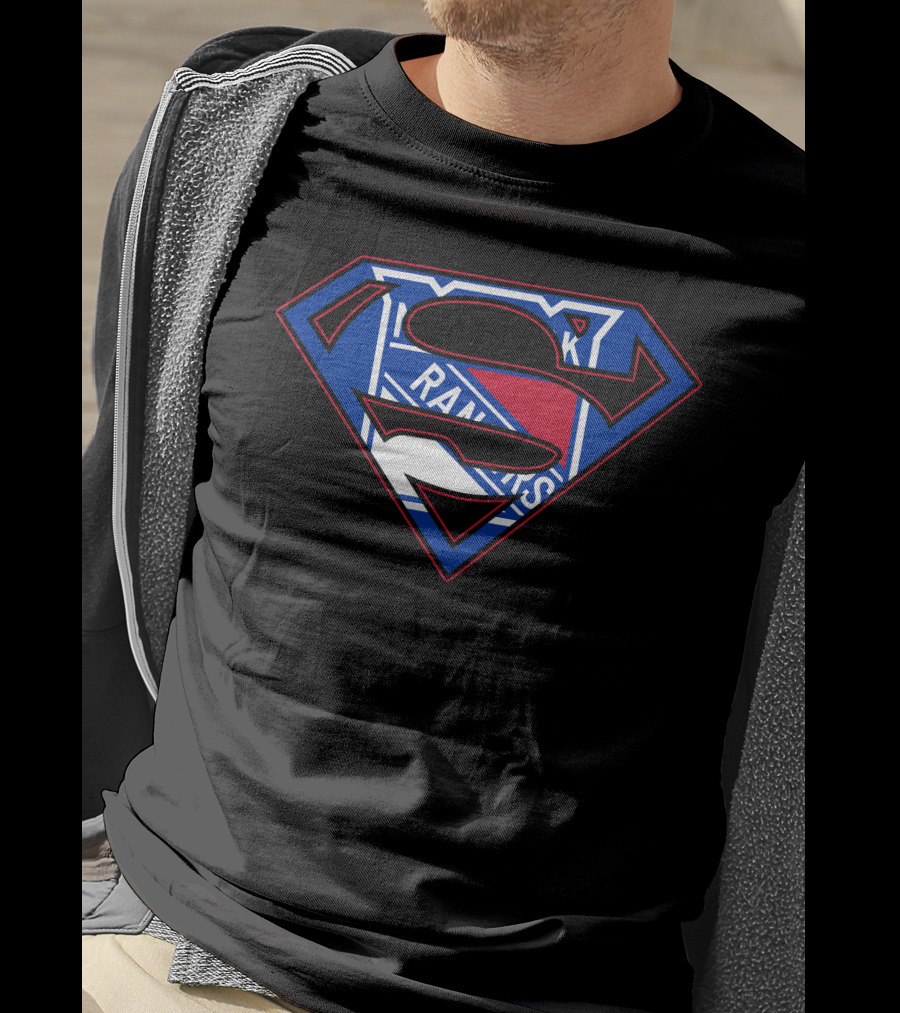 Super Man Rangers Nhl Team Logo Fusion T-Shirt