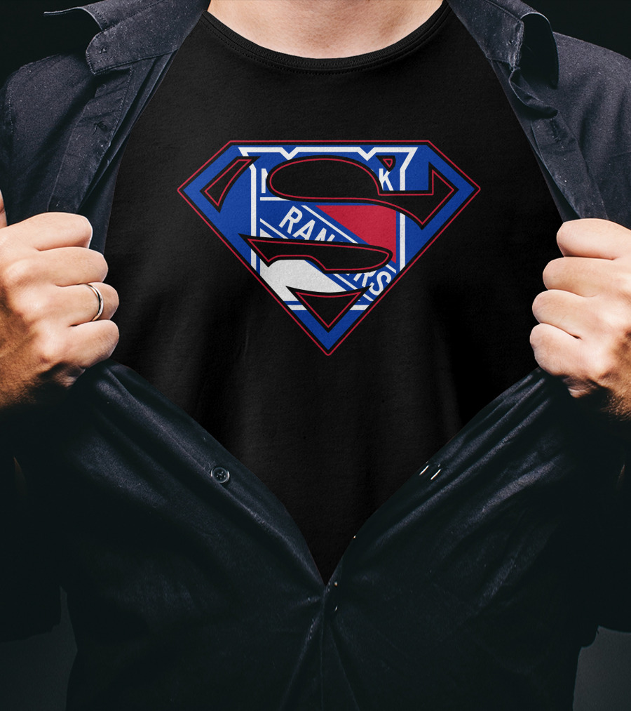 Super Man Rangers Nhl Team Logo Fusion T-Shirt