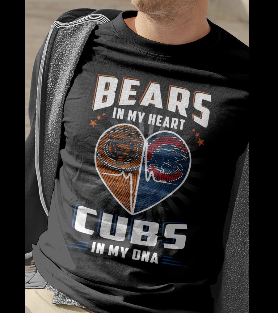 Bears In My Heart Cubs In My DNA Football Football Baseball T-Shirt