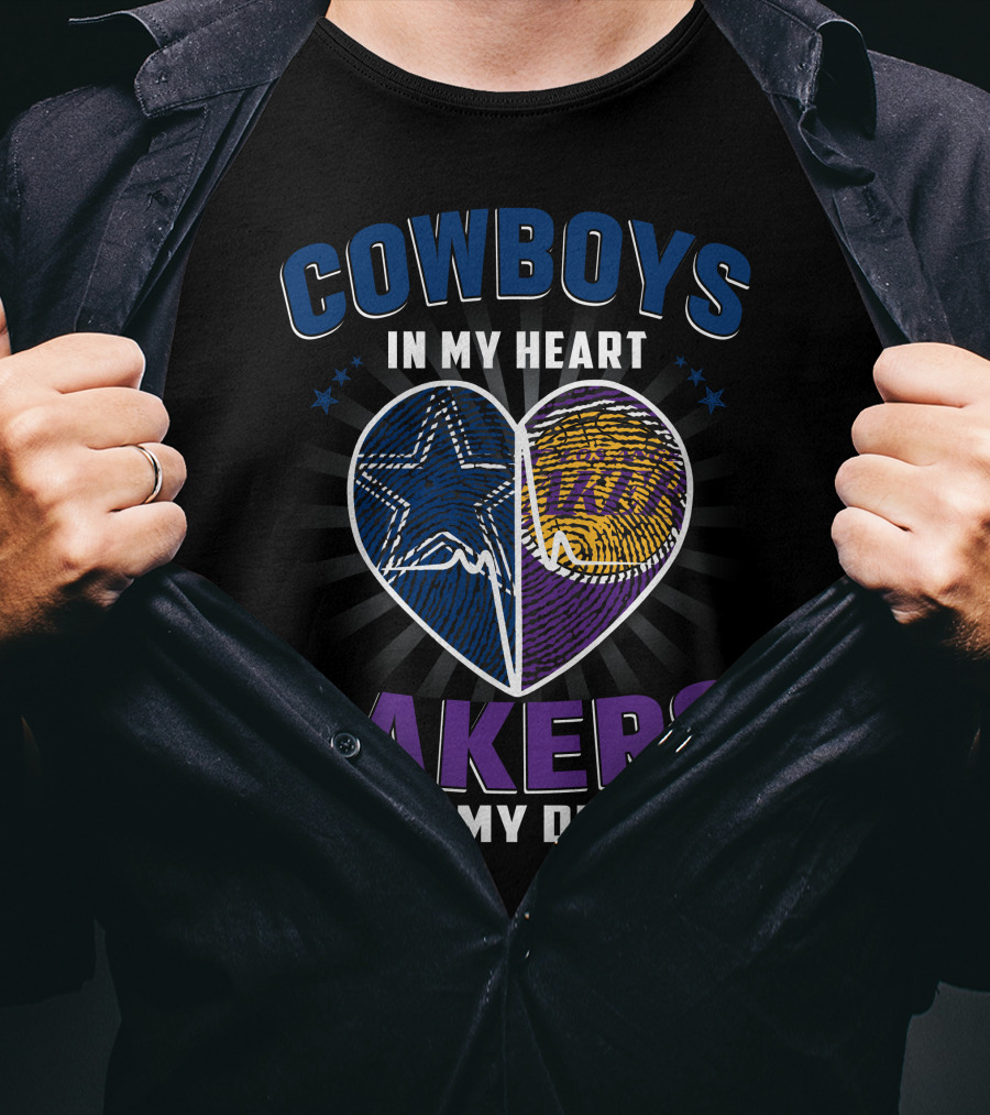 Cowboys In My Heart Lakers In My Dna T-Shirt