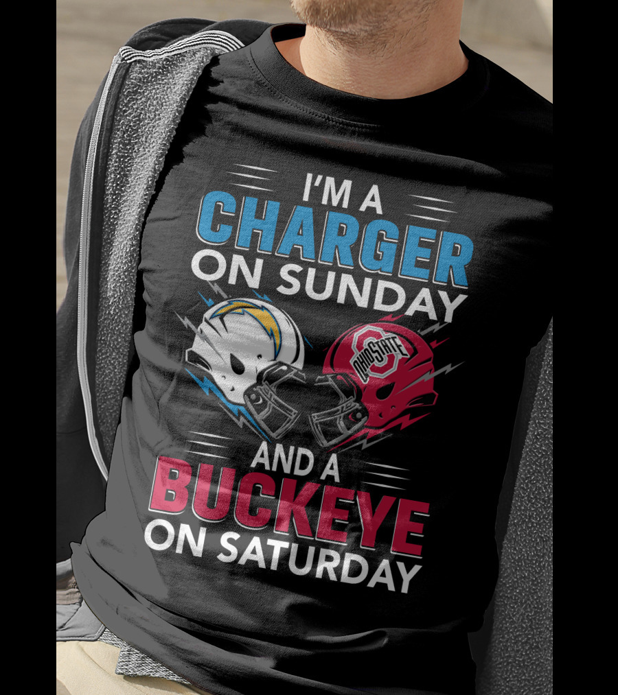 I'm A Charger On Sunday And A Buckeye On Saturday Football Helmets T-Shirt