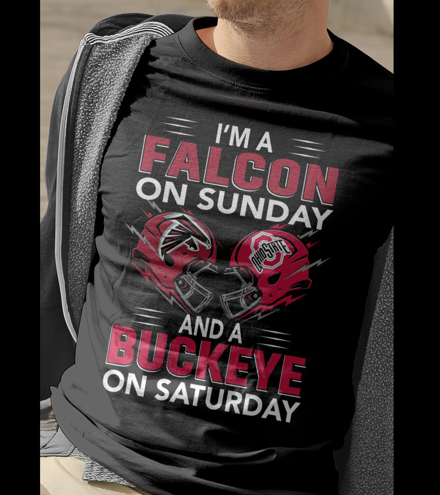 I'm A Falcon On Sunday And A Buckeye On Saturday Football Fan Helmet T-Shirt