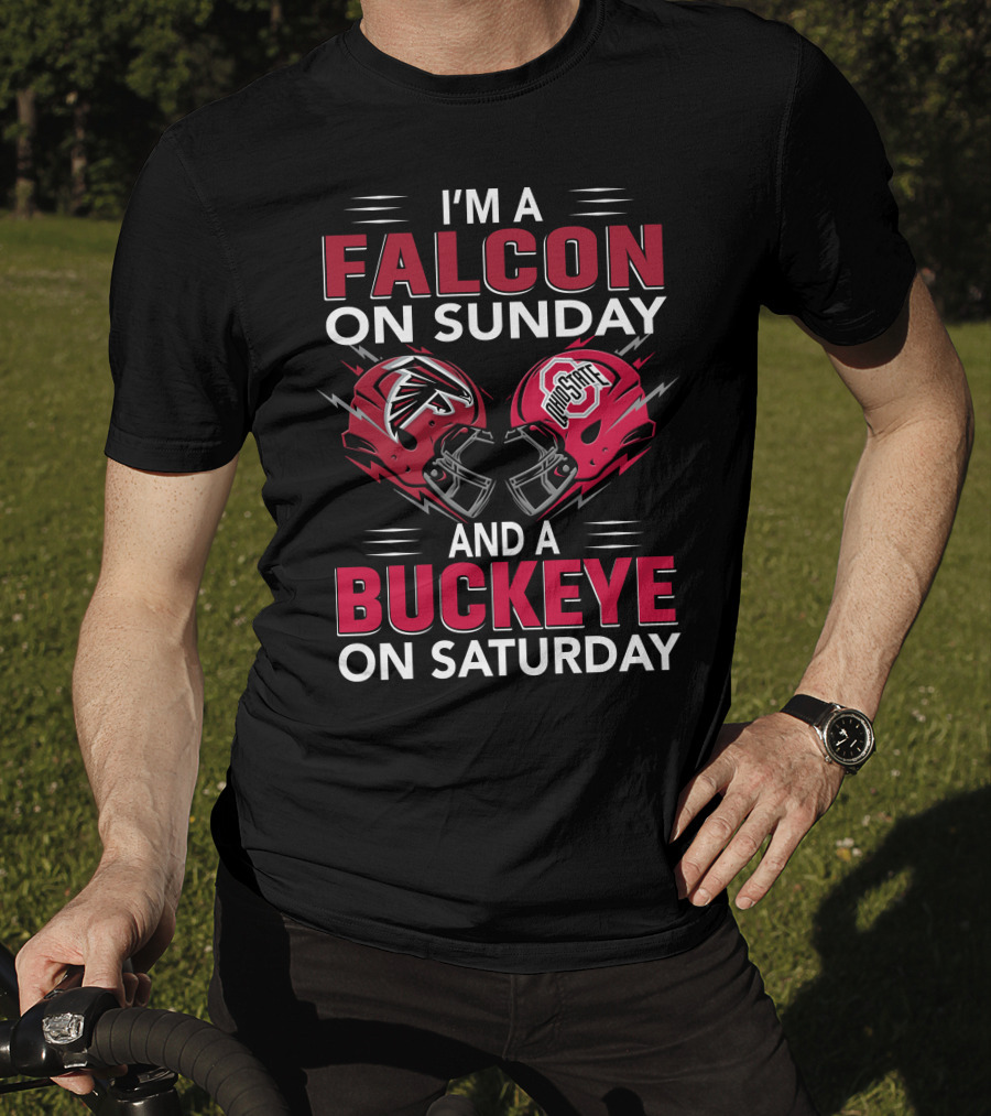 I'm A Falcon On Sunday And A Buckeye On Saturday Football Fan Helmet T-Shirt