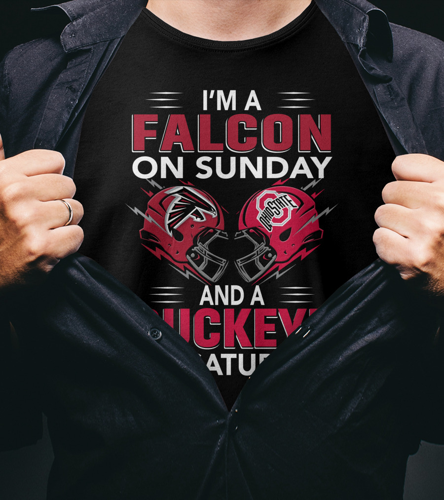 I'm A Falcon On Sunday And A Buckeye On Saturday Football Fan Helmet T-Shirt
