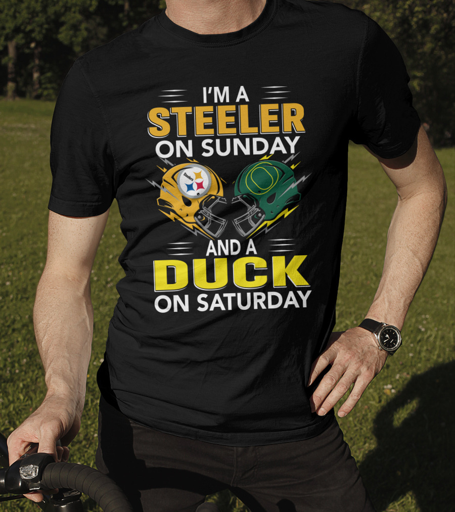 I'm A Steeler On Sunday And A Duck On Saturday Football Helmets T-Shirt