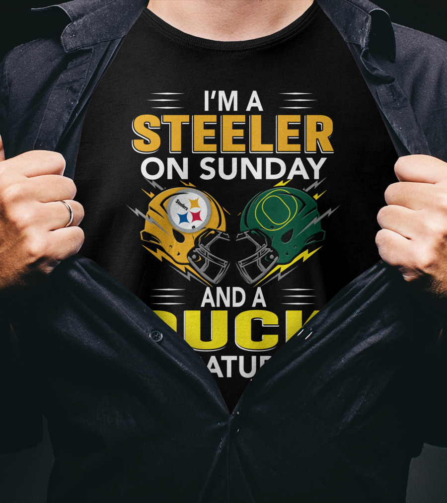 I'm A Steeler On Sunday And A Duck On Saturday Football Helmets T-Shirt