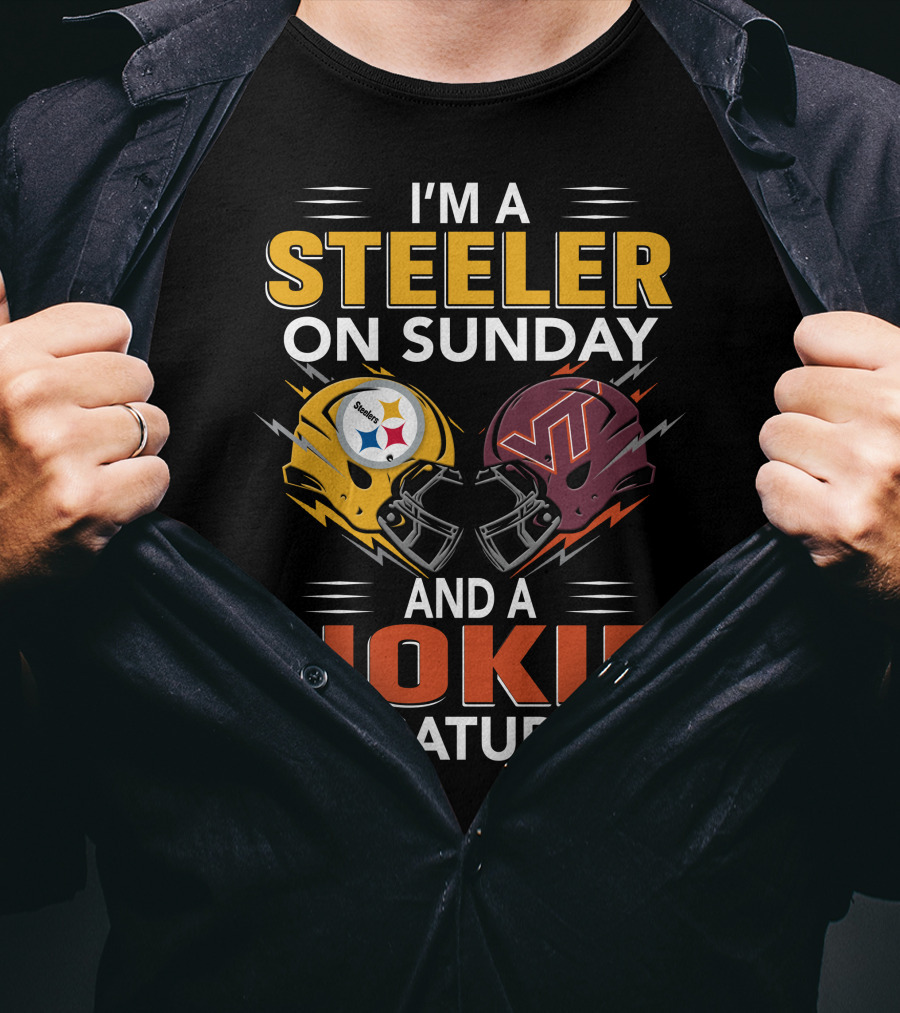 I'm A Steeler On Sunday And A Hokie On Saturday Football Helmets T-Shirt