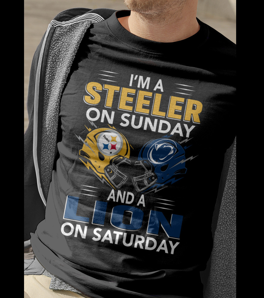 Steeler On Sunday Lion On Saturday Football Helmets T-Shirt