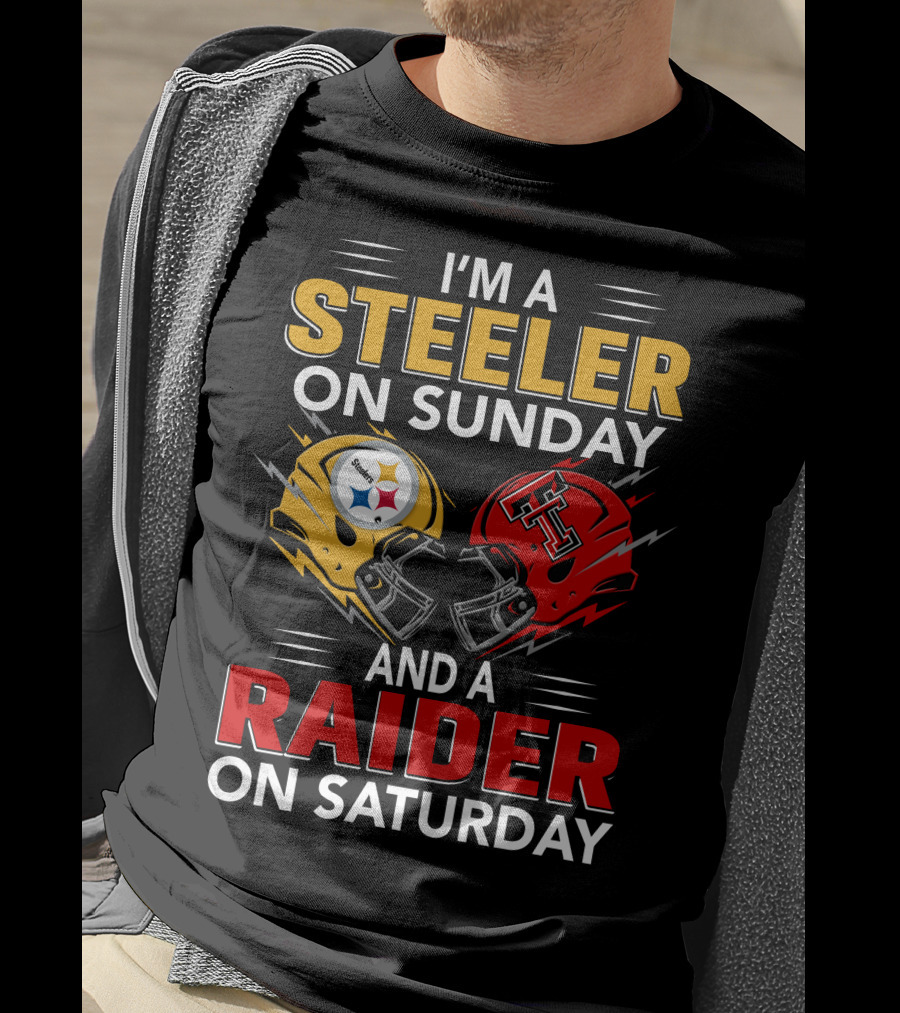 I'm A Steeler On Sunday And A Raider On Saturday Football Helmets T-Shirt