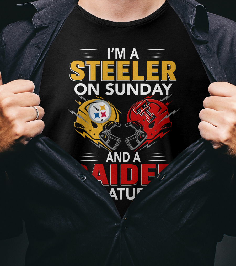 I'm A Steeler On Sunday And A Raider On Saturday Football Helmets T-Shirt