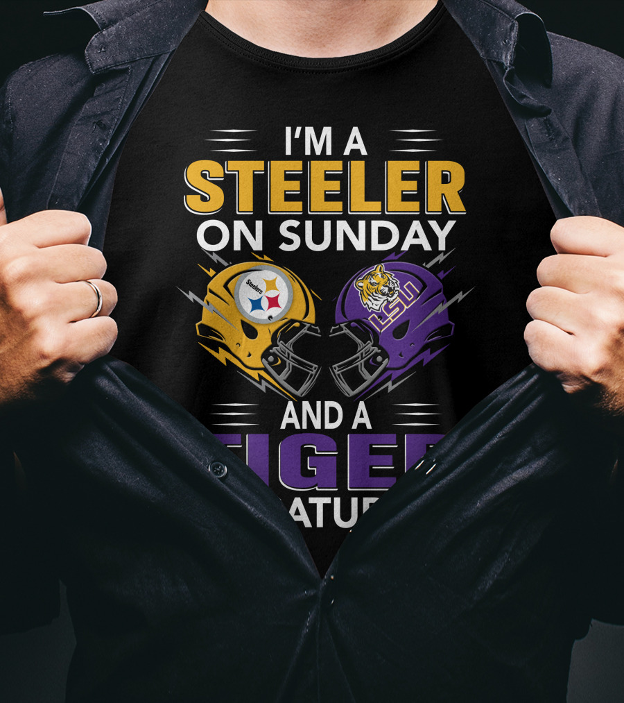 Steeler On Sunday And Tiger On Saturday Helmet T-Shirt