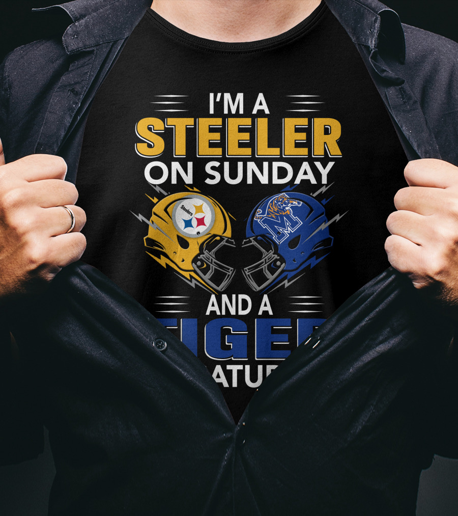 I'm A Steeler On Sunday And A Tiger On Saturday Football Helmets T-Shirt