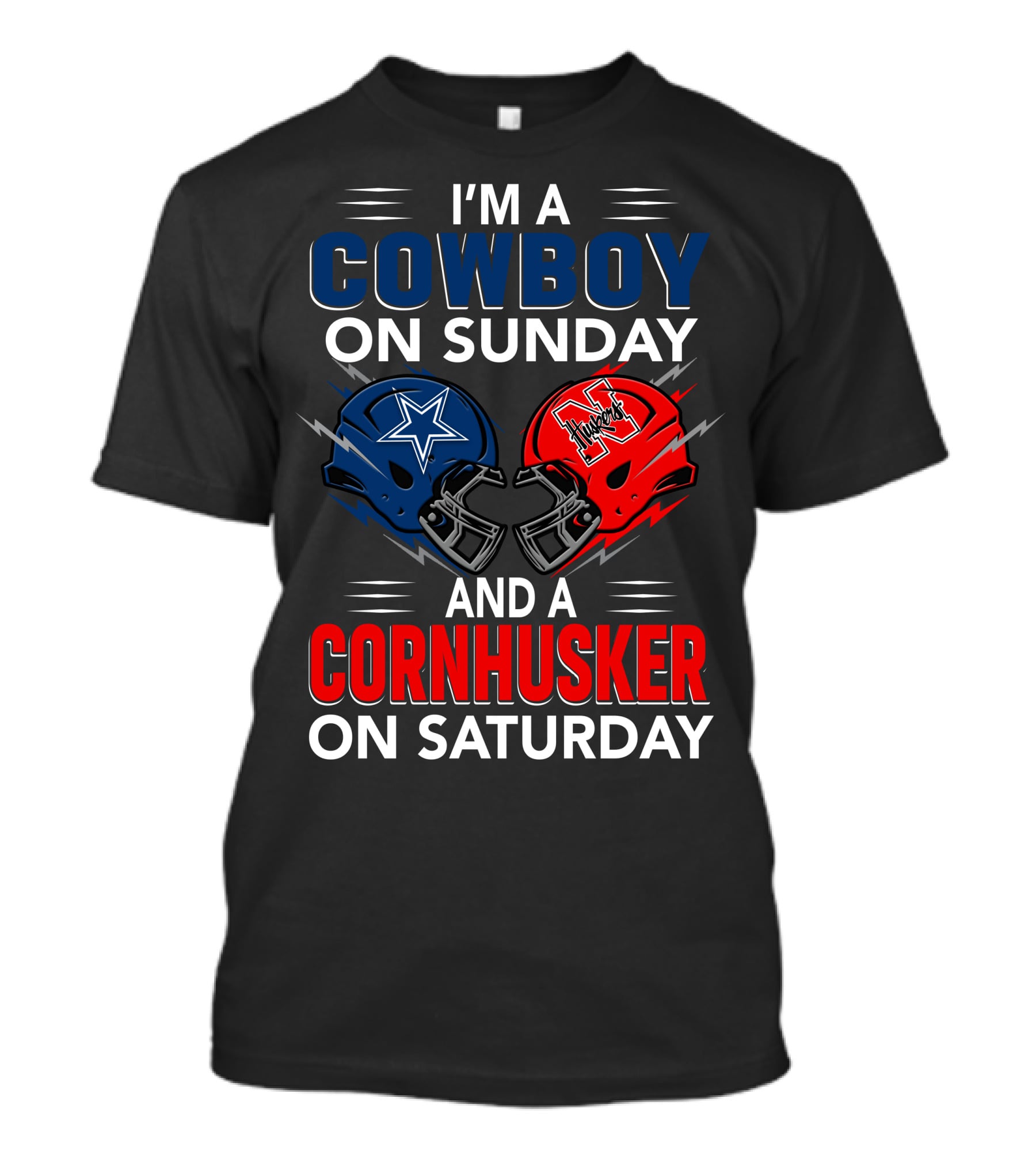 I'm A Cowboy On Sunday And A Cornhusker On Saturday Helmet Clash T-Shirt