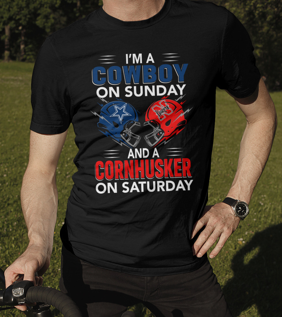 I'm A Cowboy On Sunday And A Cornhusker On Saturday Helmet Clash T-Shirt