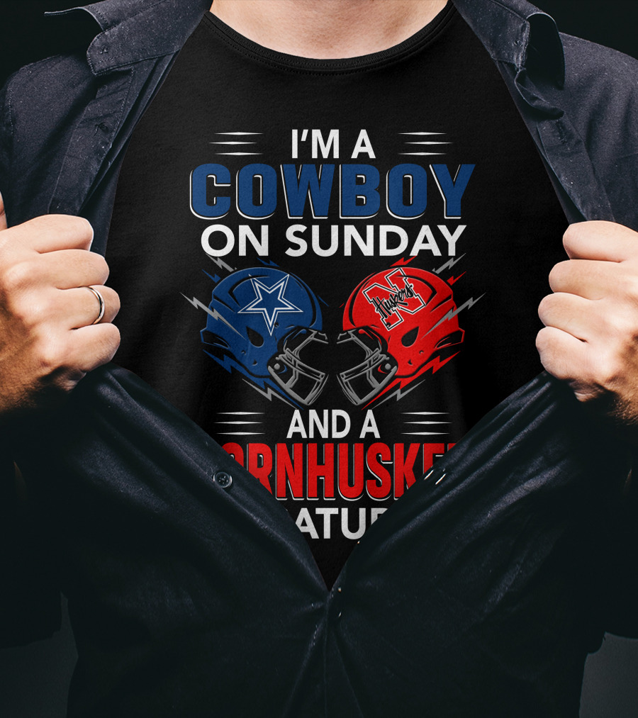 I'm A Cowboy On Sunday And A Cornhusker On Saturday Helmet Clash T-Shirt