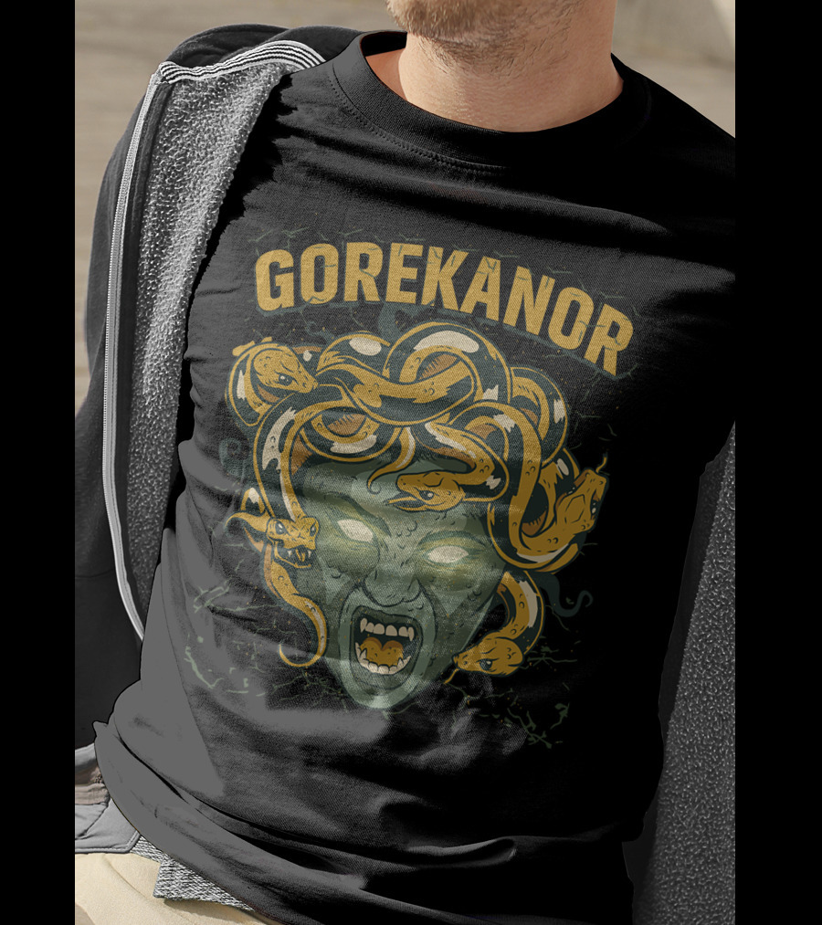 Gorekanor Medusa Snakes Glowing Eyes T-Shirt