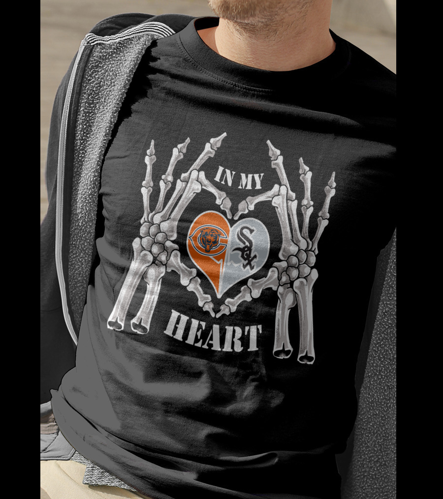 In My Heart Bears White Sox Skeleton Hands T-Shirt