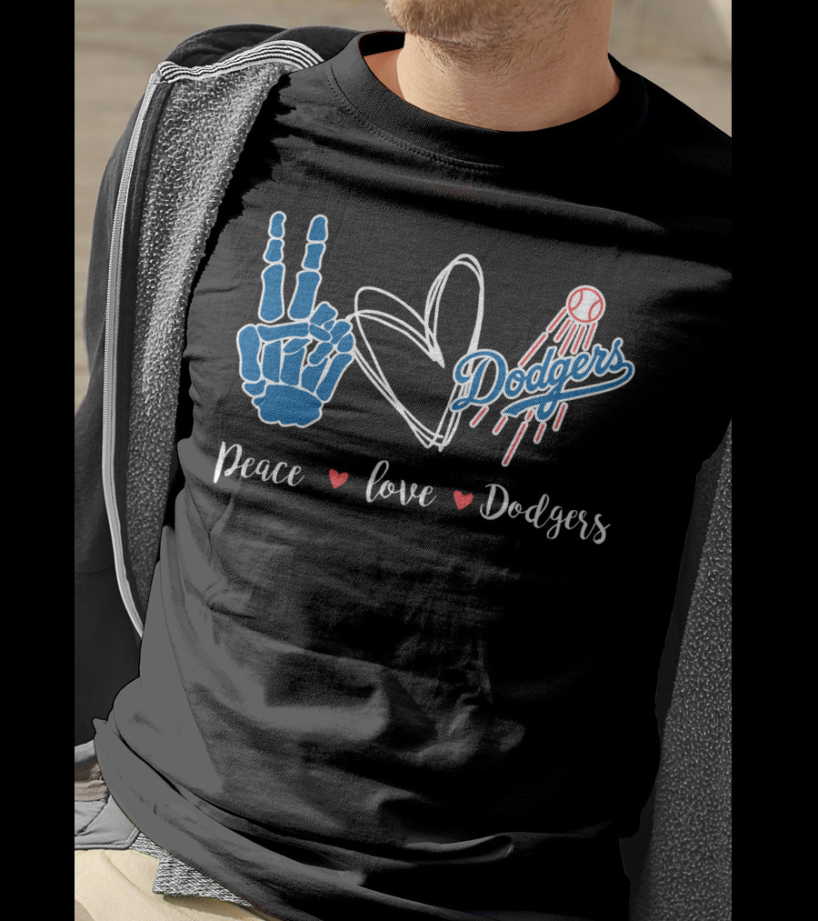 Peace Love Dodgers Dodgers T-Shirt
