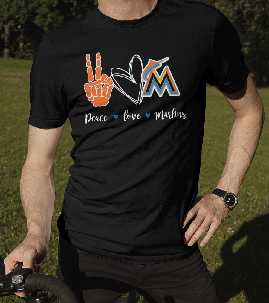 Peace Love Miami Marlins T-Shirt