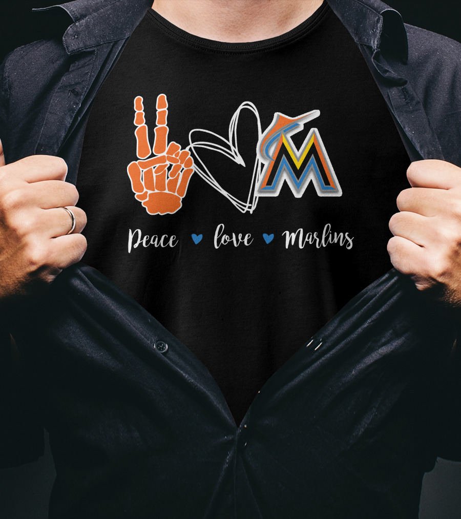 Peace Love Miami Marlins T-Shirt