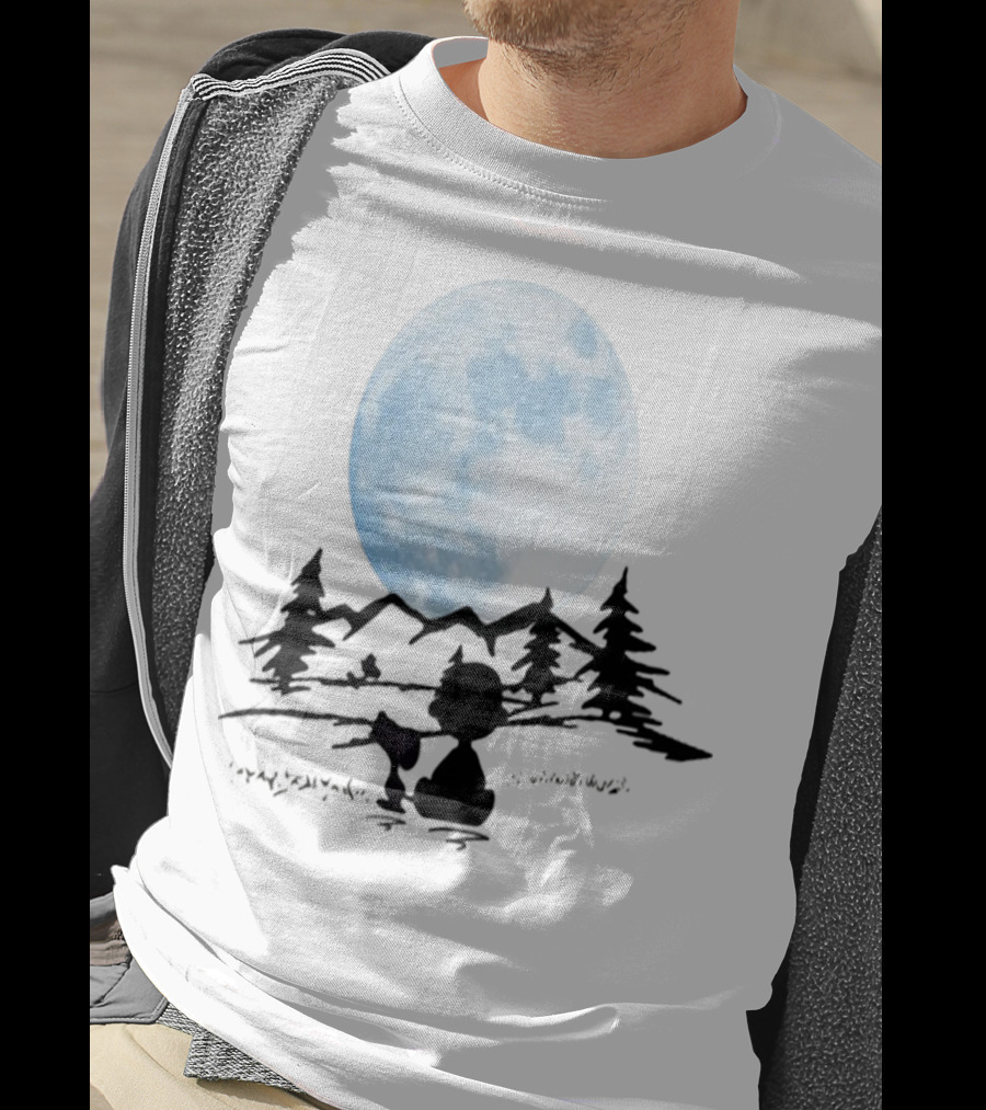 Snoopy And Charlie Brown Camping Under Full Moon T-Shirt