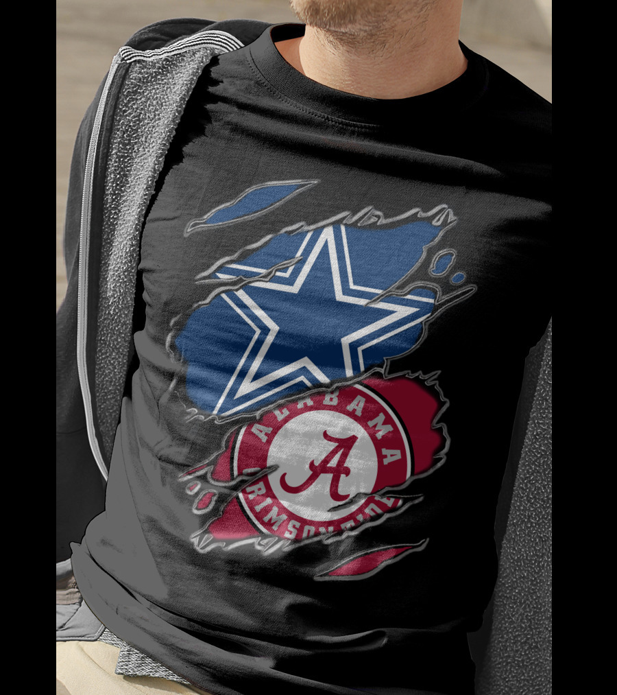 Dallas Cowboys Star Alabama Crimson Tide Crimson And White T-Shirt