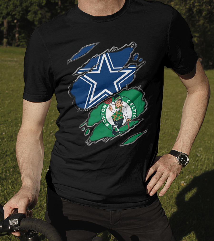 Dallas Cowboys And Boston Celtics Sports Fans Unite T-Shirt