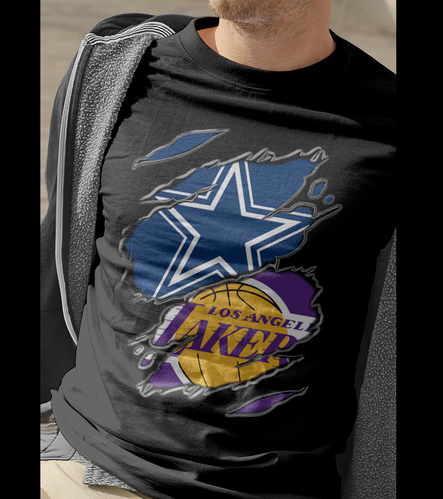 Dallas Cowboys Los Angeles Lakers Fan Crossover T-Shirt