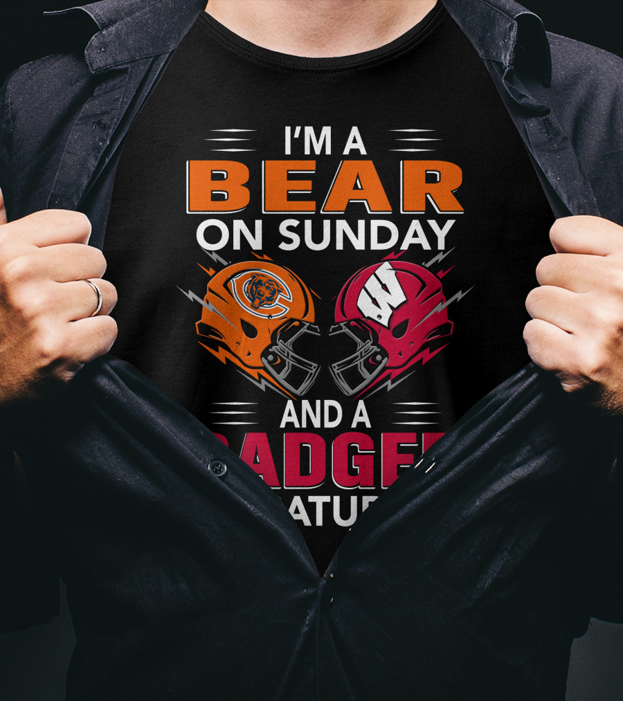 I'm A Bear On Sunday And A Badger On Saturday Football Helmets T-Shirt