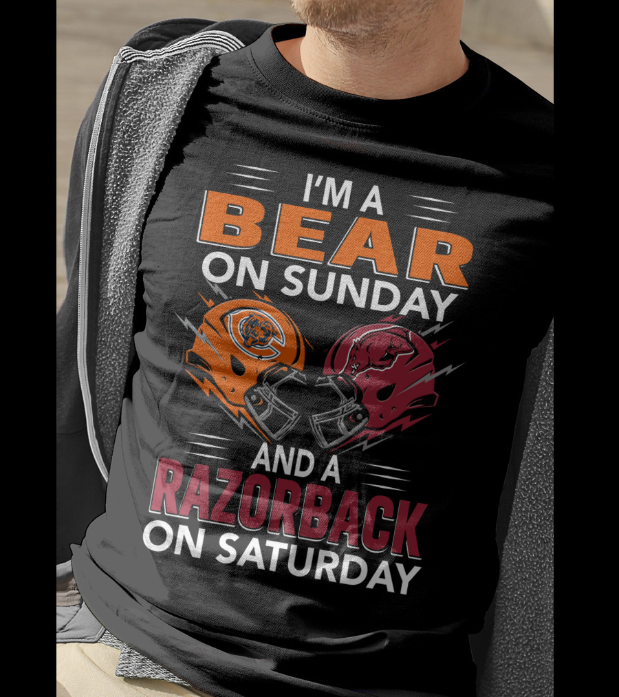 I'm A Bear On Sunday And A Razorback On Saturday Sports Football Helmets T-Shirt