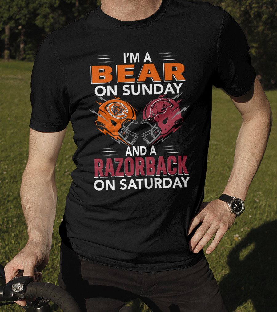I'm A Bear On Sunday And A Razorback On Saturday Sports Football Helmets T-Shirt
