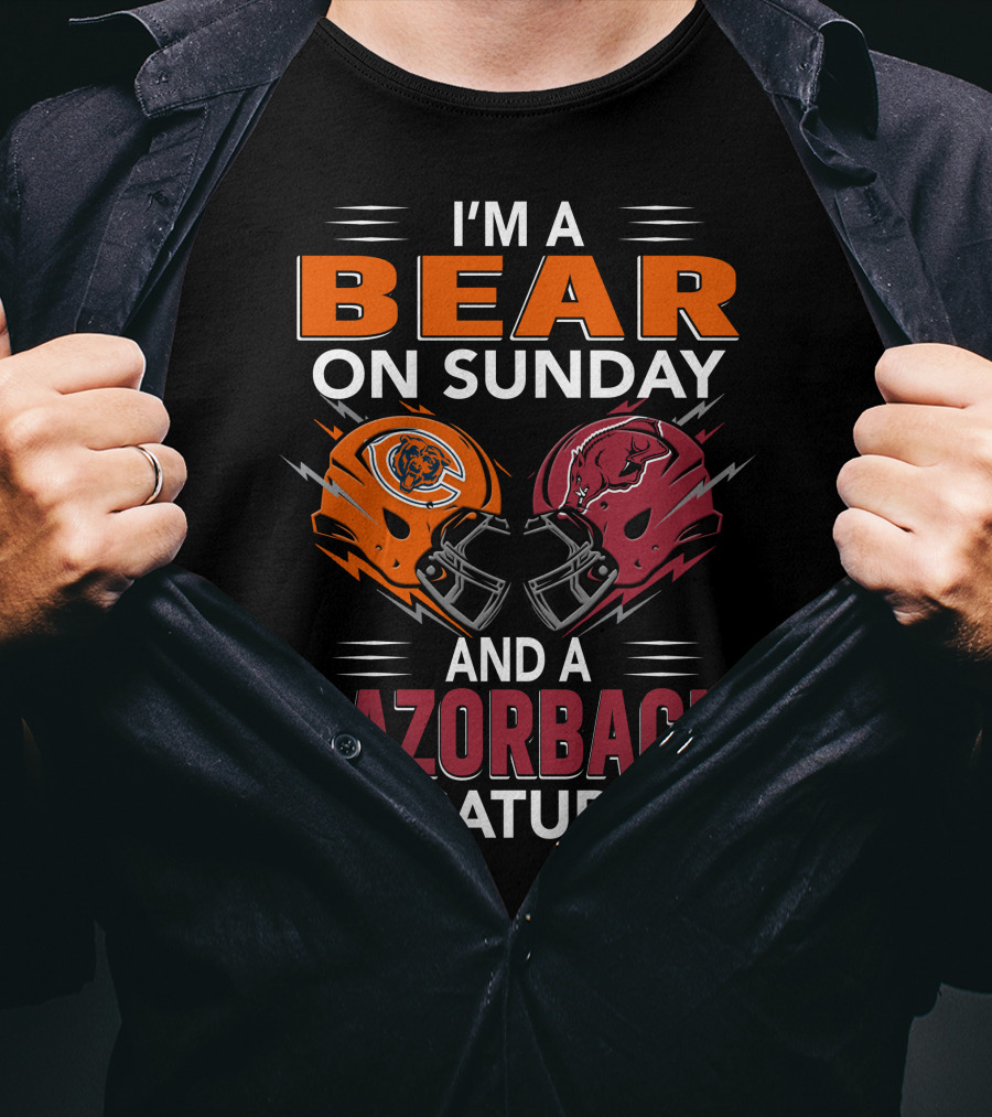 I'm A Bear On Sunday And A Razorback On Saturday Sports Football Helmets T-Shirt