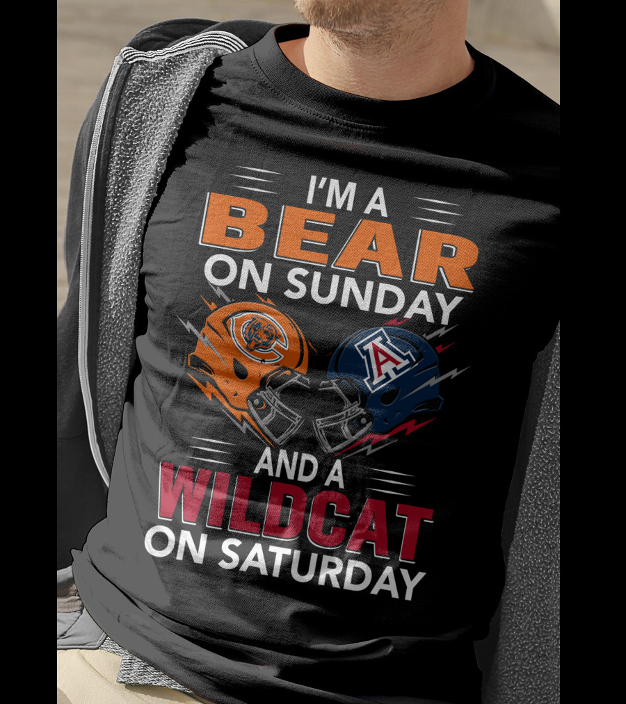 I'm A Bear On Sunday And A Wildcat On Saturday Football Helmet T-Shirt