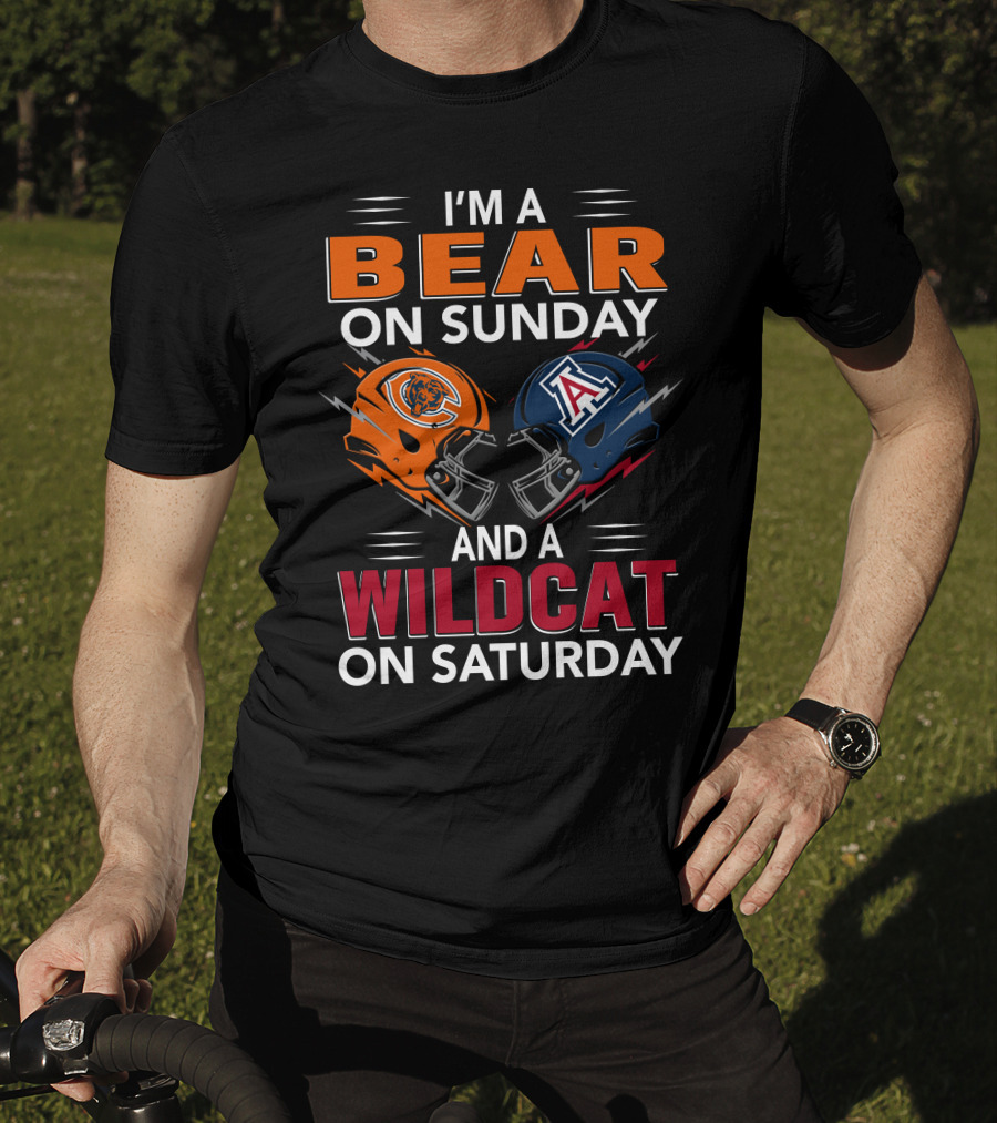I'm A Bear On Sunday And A Wildcat On Saturday Football Helmet T-Shirt